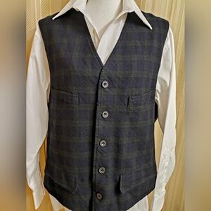Wool Front Tartan Vest XL